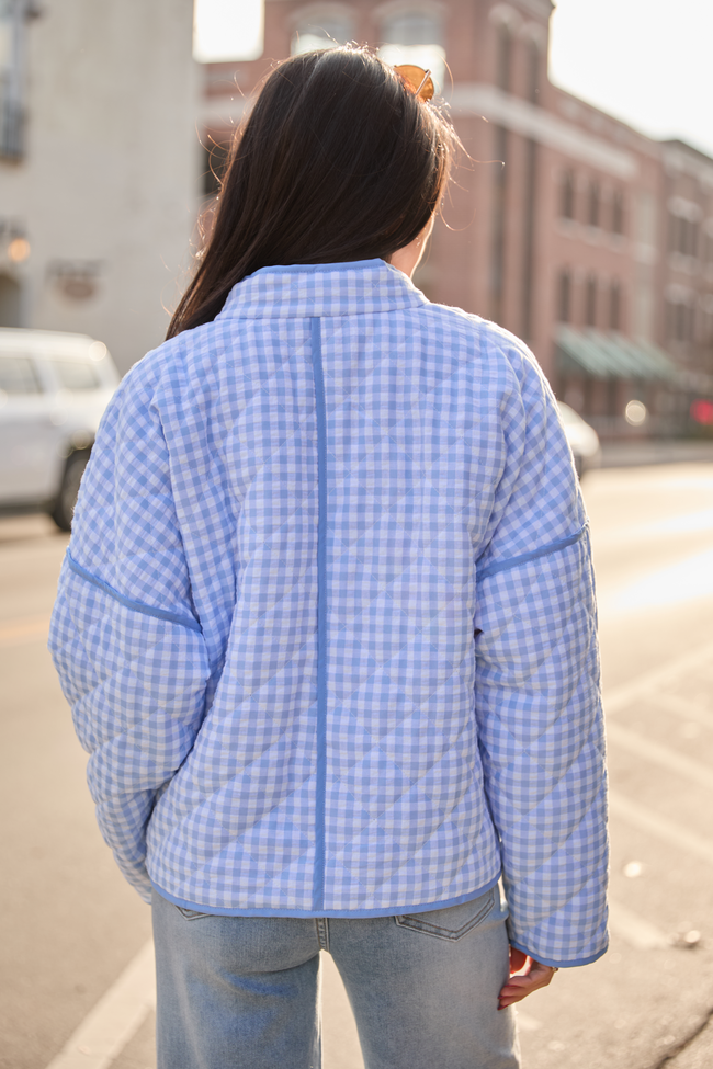 Blue Gingham Reversible Quilted Jacket