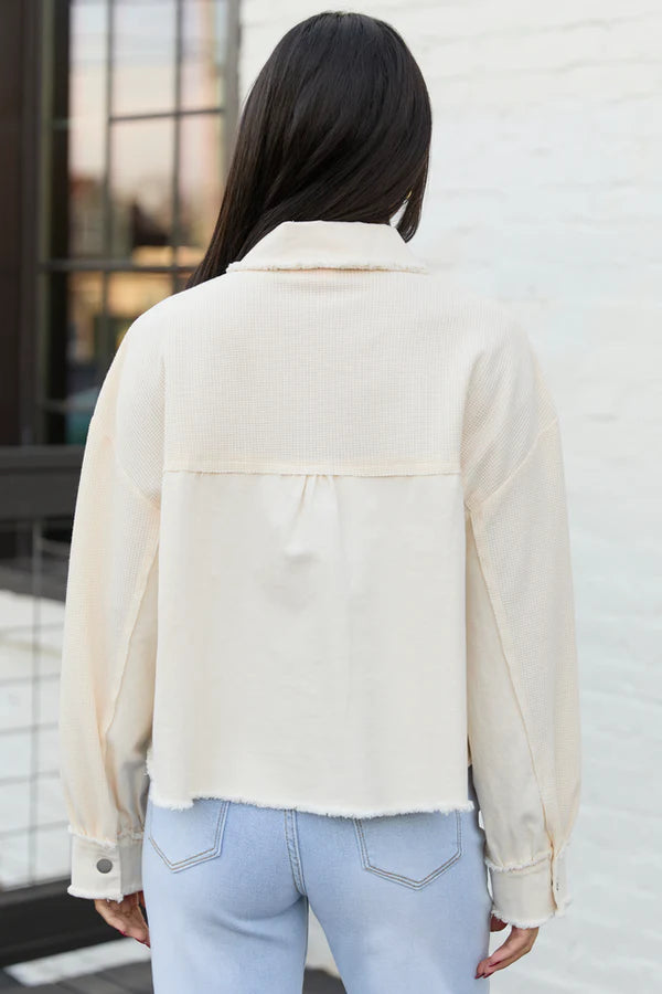 Ivory Corduroy Cropped Jacket